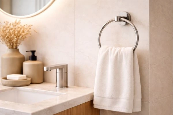 towel ring near the wash basin